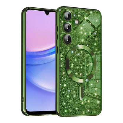 MagSafe-Hülle für Samsung Galaxy A15 5G A156 / A15 A155, Techsuit, Luxury Glitter, Dunkelgrün