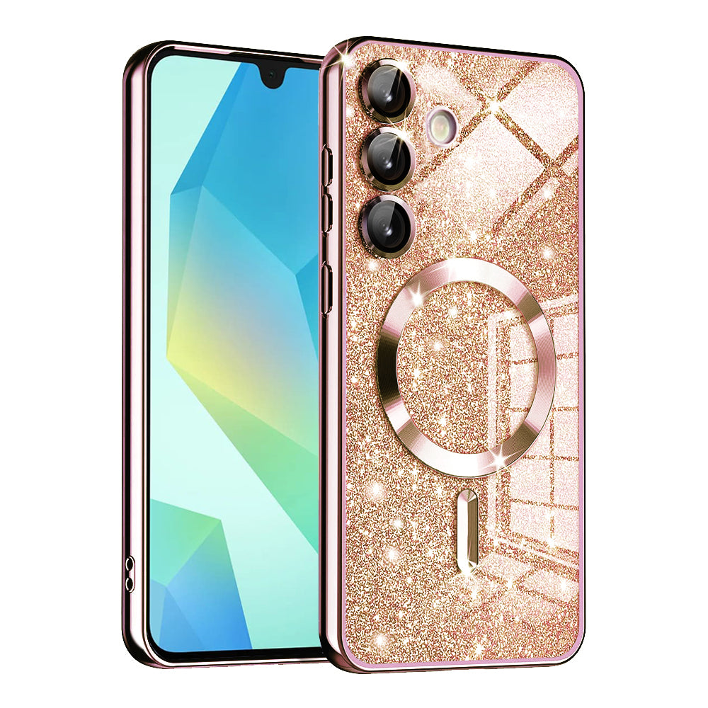 MagSafe-Hülle für Samsung Galaxy A16 5G A166 / A16 4G A165, Techsuit, Luxury Glitter, Roségold