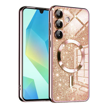 MagSafe-Hülle für Samsung Galaxy A16 5G A166 / A16 4G A165, Techsuit, Luxury Glitter, Roségold
