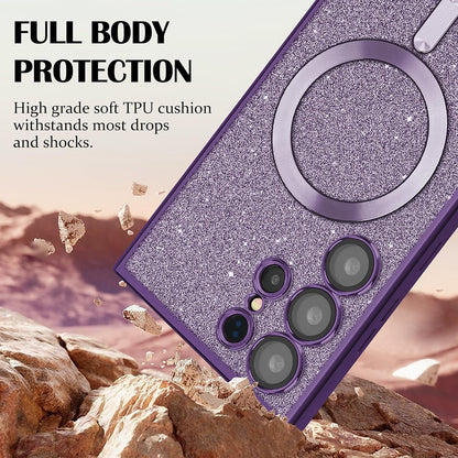 MagSafe-Hülle für Samsung Galaxy A16 5G A166 / A16 4G A165, Techsuit, Luxury Glitter, Dunkelgrün