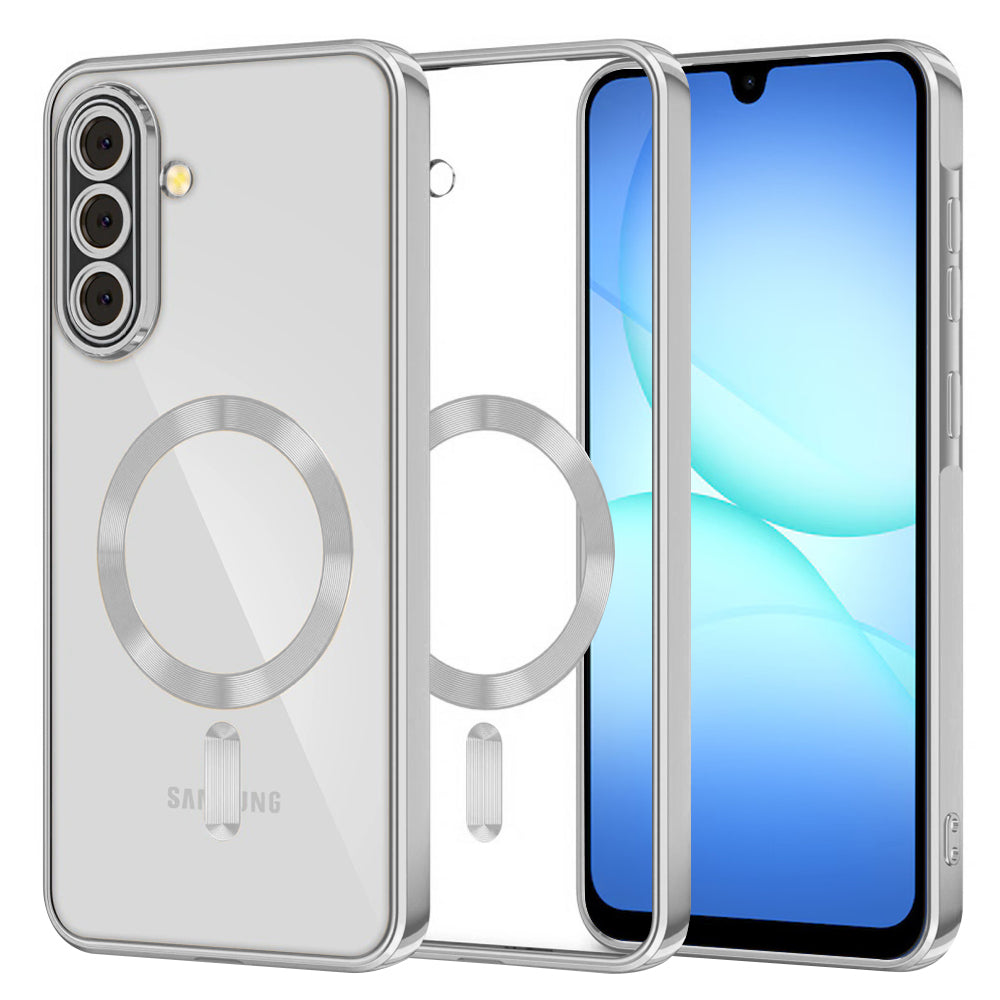 MagSafe-Hülle für Samsung Galaxy A17 4G / A17 5G, Techsuit, Luxury Crystal, Silber