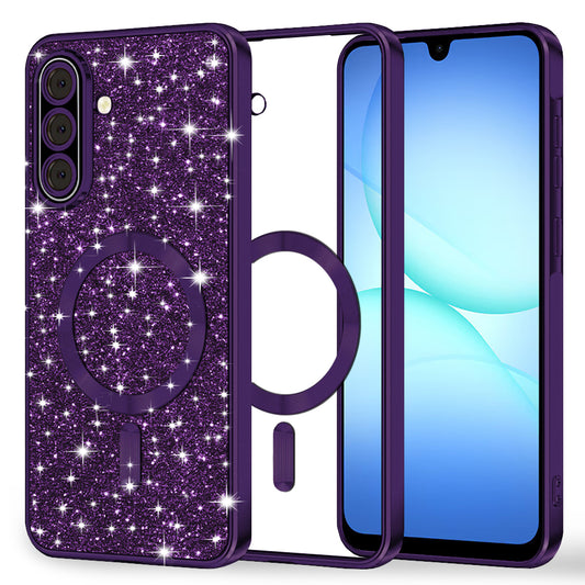 MagSafe-Hülle für Samsung Galaxy A17 4G / A17 5G, Techsuit, Luxury Glitter, Dunkellila