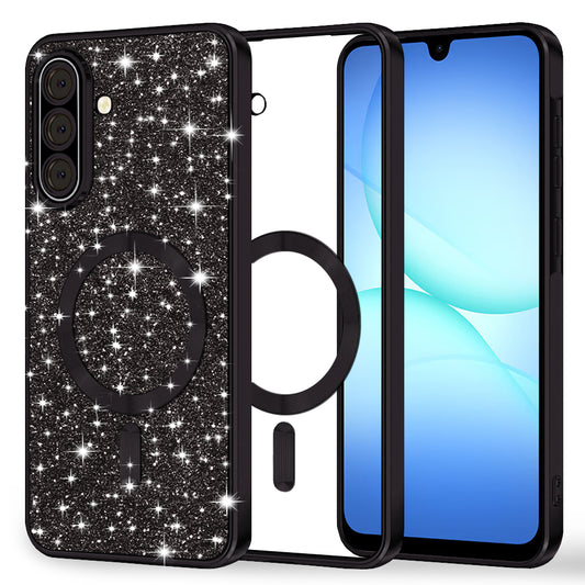 MagSafe-Hülle für Samsung Galaxy A17 4G / A17 5G, Techsuit, Luxury Glitter, Schwarz
