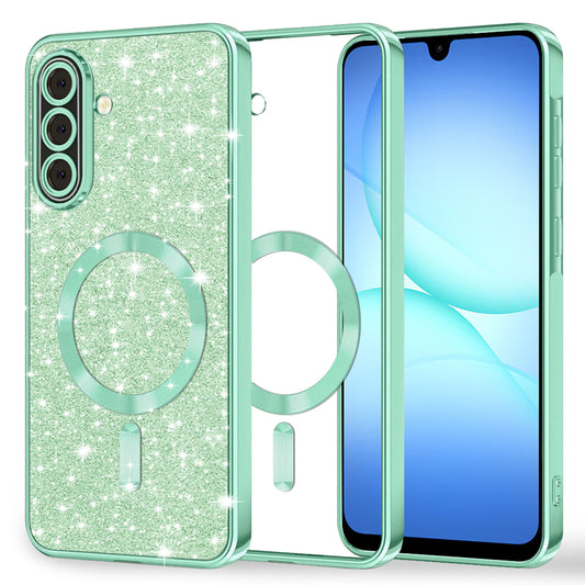 MagSafe-Hülle für Samsung Galaxy A17 4G / A17 5G, Techsuit, Luxury Glitter, Hellgrün