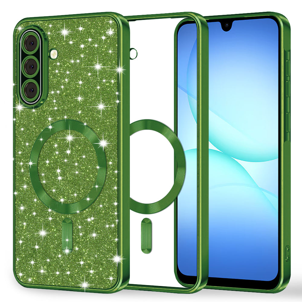 MagSafe-Hülle für Samsung Galaxy A17 4G / A17 5G, Techsuit, Luxury Glitter, Dunkelgrün