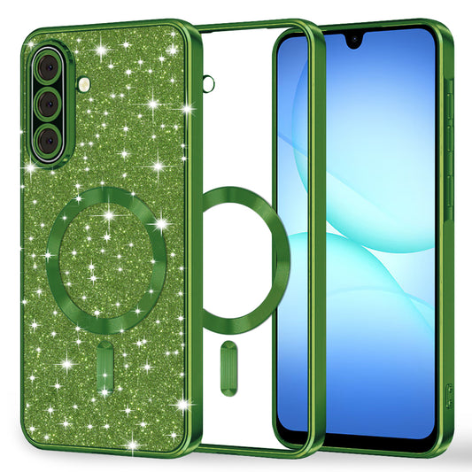 MagSafe-Hülle für Samsung Galaxy A17 4G / A17 5G, Techsuit, Luxury Glitter, Dunkelgrün