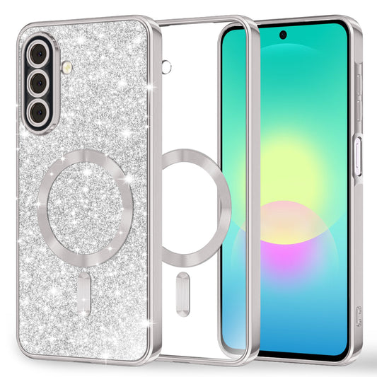 MagSafe-Hülle für Samsung Galaxy A27 5G, Techsuit, Luxury Glitter, Silber