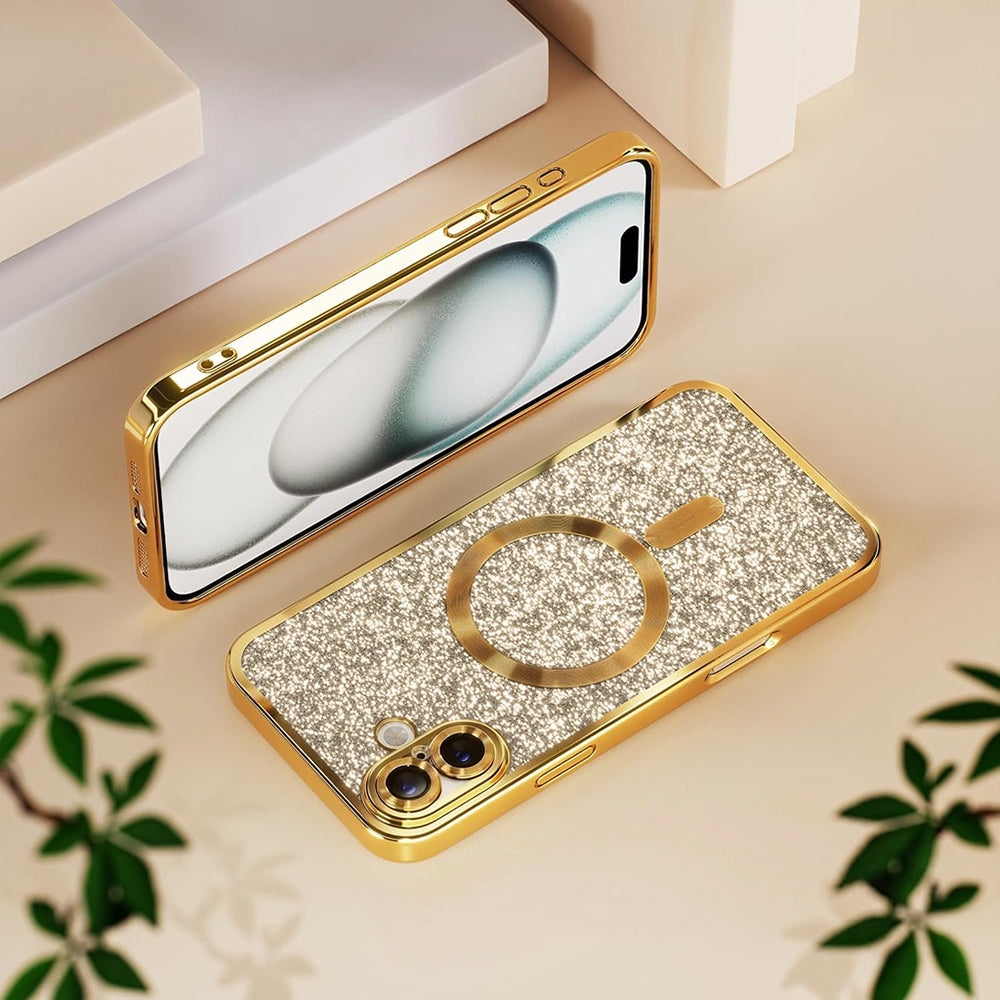 MagSafe-Hülle für Samsung Galaxy A27 5G, Techsuit, Luxury Glitter, Silber