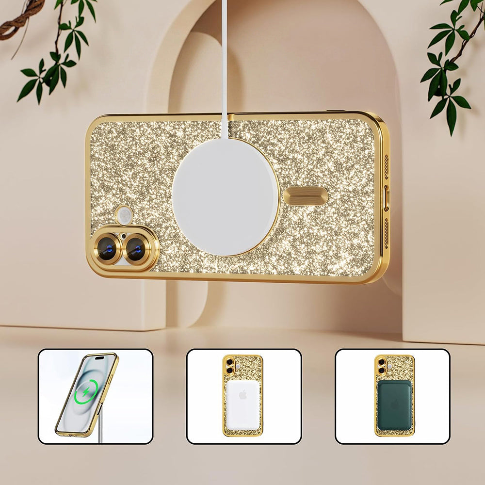 MagSafe-Hülle für Samsung Galaxy A27 5G, Techsuit, Luxury Glitter, Silber