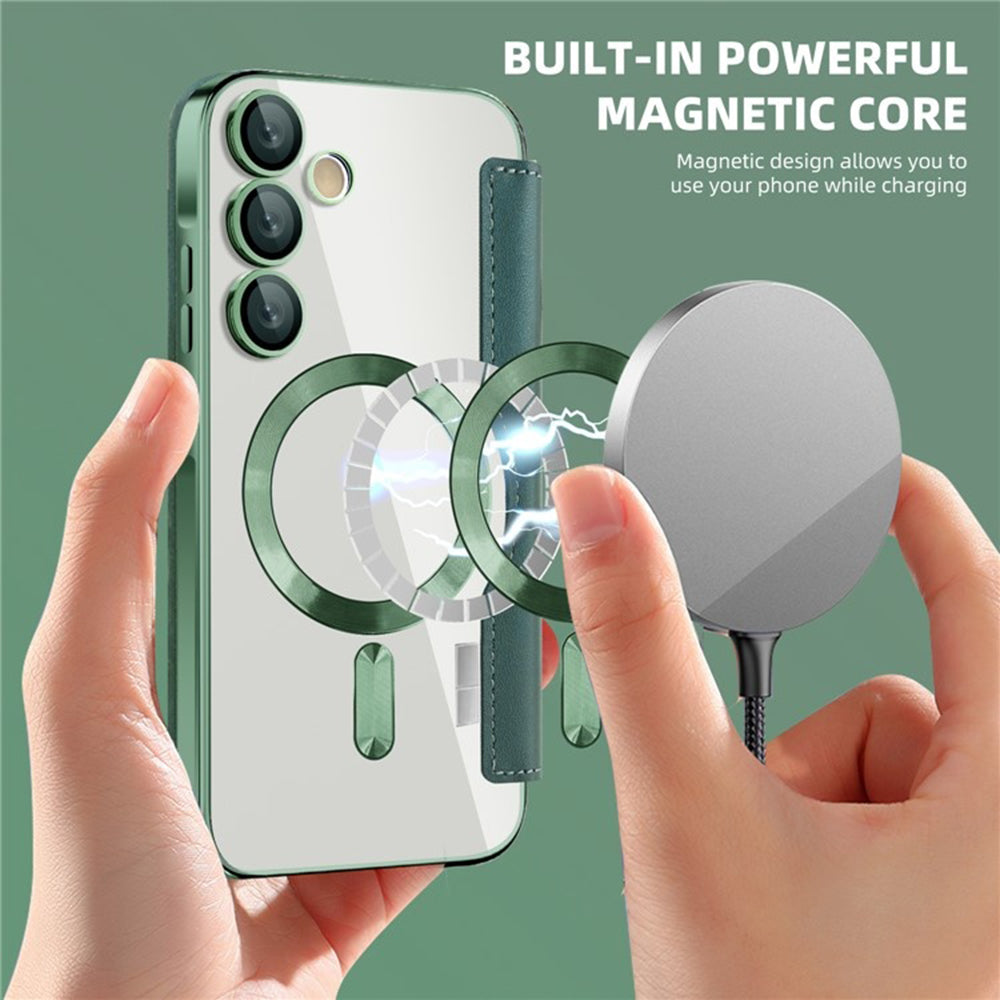 MagSafe-Hülle für Samsung Galaxy A35 5G A356, Techsuit, SmartMag Book, Grün
