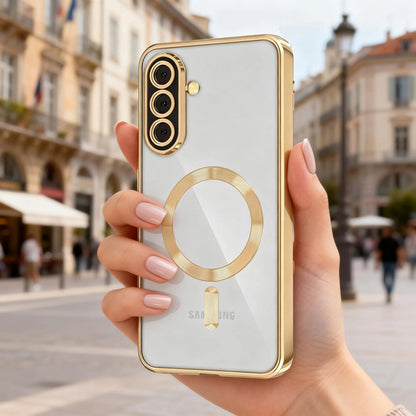 MagSafe Hülle für Samsung Galaxy A37 5G, Techsuit, Luxury Crystal, Silber