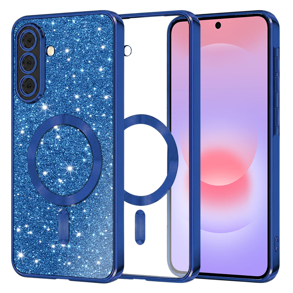 MagSafe-Hülle für Samsung Galaxy A37 5G, Techsuit, Luxury Glitter, Dunkelblau