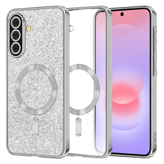 MagSafe-Hülle für Samsung Galaxy A37 5G, Techsuit, Luxury Glitter, Silber