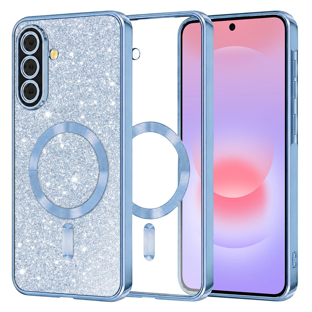 MagSafe-Hülle für Samsung Galaxy A37 5G, Techsuit, Luxury Glitter, Blau