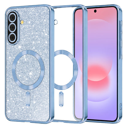 MagSafe-Hülle für Samsung Galaxy A37 5G, Techsuit, Luxury Glitter, Blau