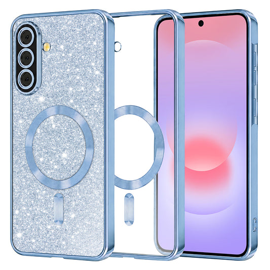 MagSafe-Hülle für Samsung Galaxy A37 5G, Techsuit, Luxury Glitter, Blau