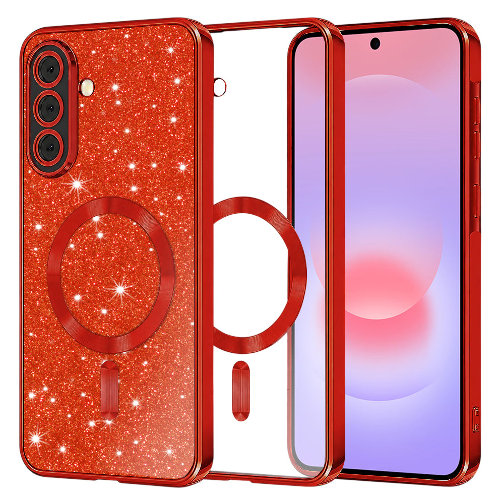 MagSafe-Hülle für Samsung Galaxy A37 5G, Techsuit, Luxury Glitter, Rot