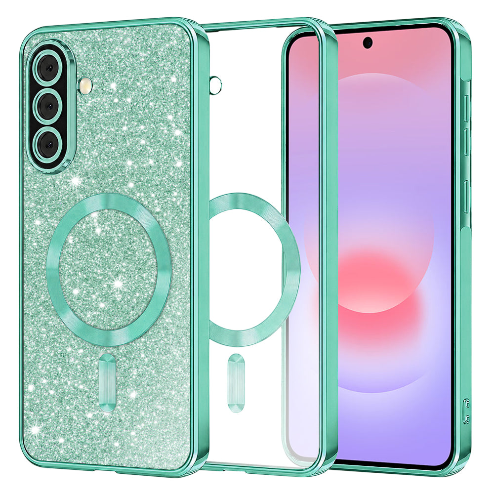 MagSafe-Hülle für Samsung Galaxy A37 5G, Techsuit, Luxury Glitter, Hellgrün