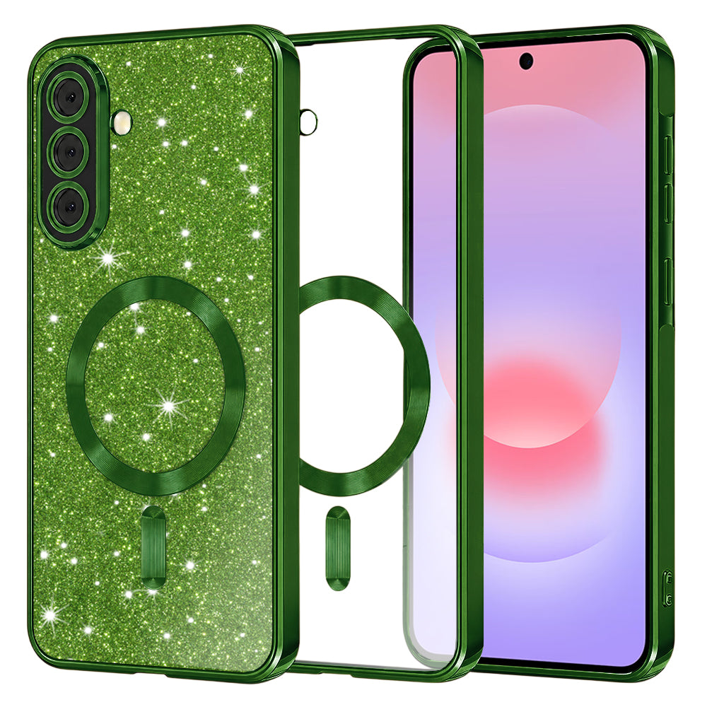 MagSafe-Hülle für Samsung Galaxy A37 5G, Techsuit, Luxury Glitter, Dunkelgrün