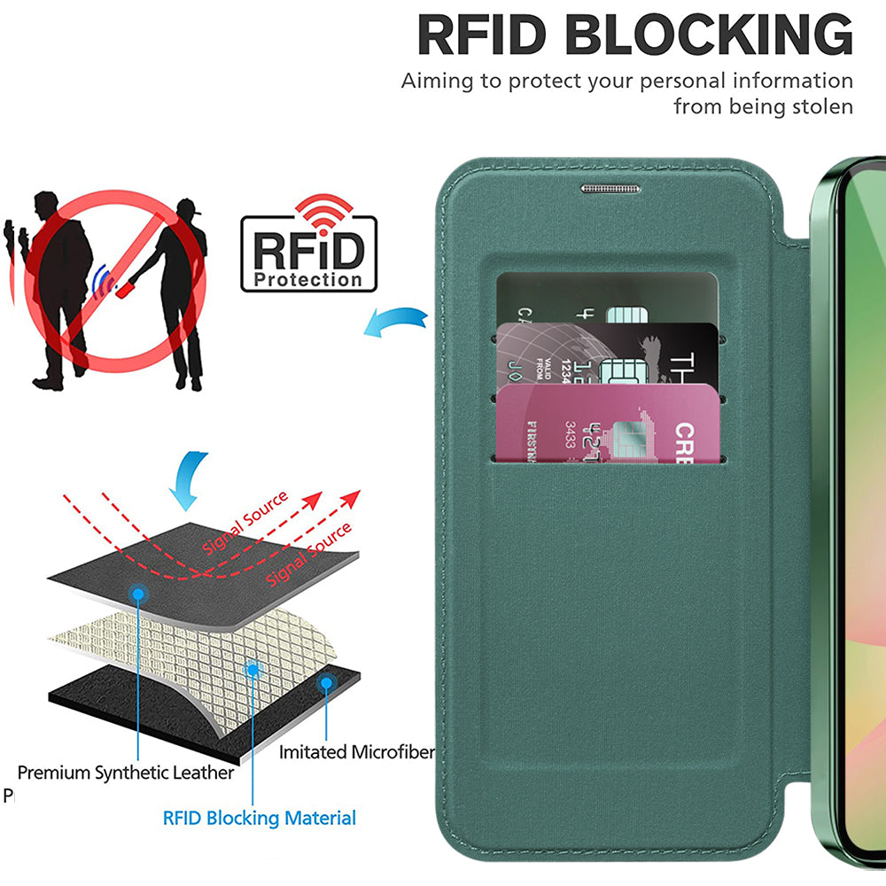 MagSafe Case for Samsung Galaxy A37 5G, Techsuit, SmartMag Book, Green