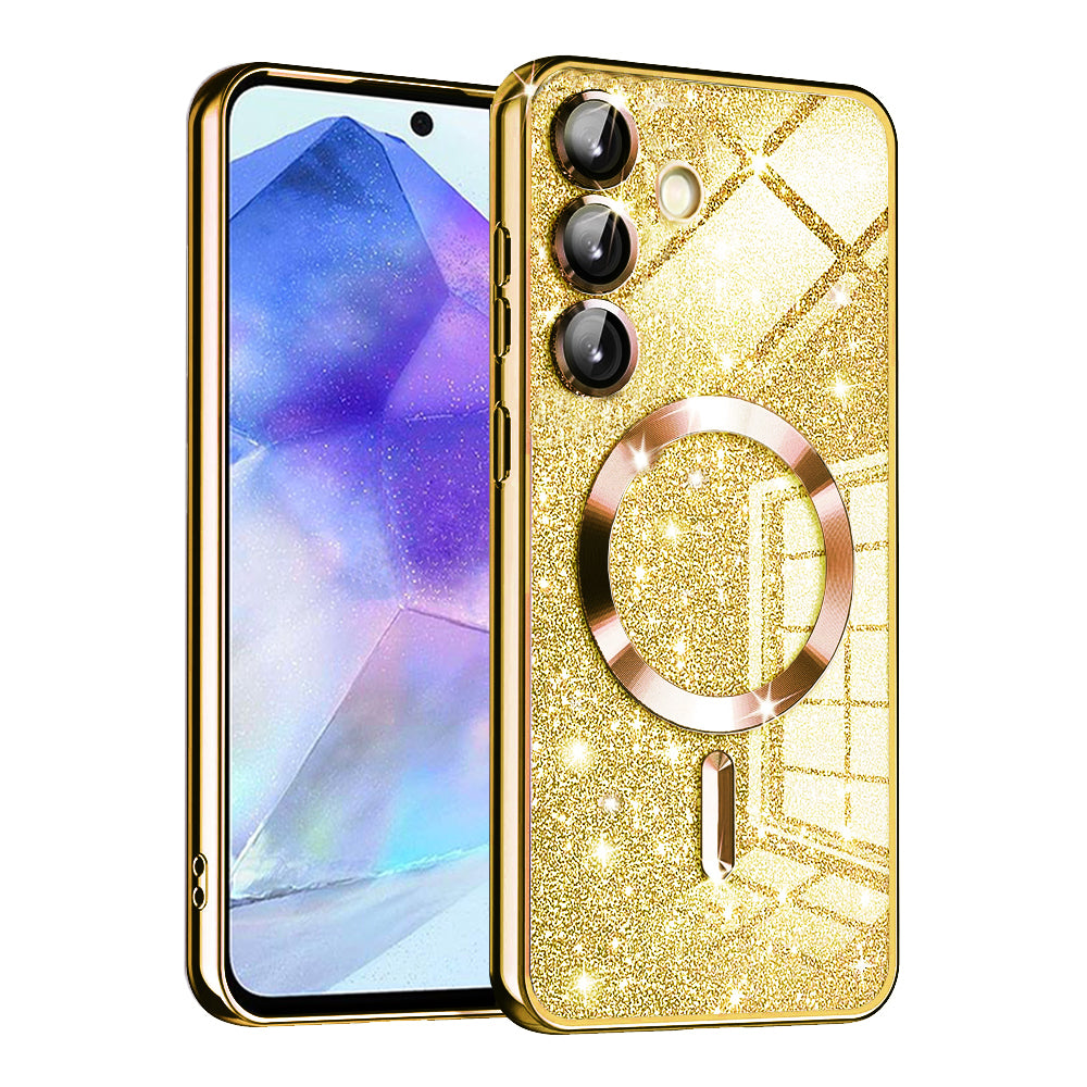MagSafe-Hülle für Samsung Galaxy A55 5G A556, Techsuit, Luxury Glitter, Gold