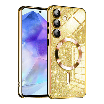 MagSafe-Hülle für Samsung Galaxy A55 5G A556, Techsuit, Luxury Glitter, Gold