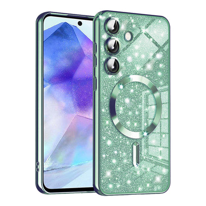 MagSafe-Hülle für Samsung Galaxy A55 5G A556, Techsuit, Luxury Glitter, Hellgrün
