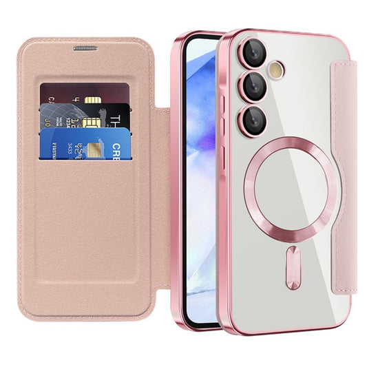 MagSafe-Hülle für Samsung Galaxy A55 5G A556, Techsuit, SmartMag Book, Rosa