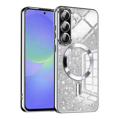 MagSafe-Hülle für Samsung Galaxy A56 A566 / A36 A366, Techsuit, Luxury Glitter, Silber