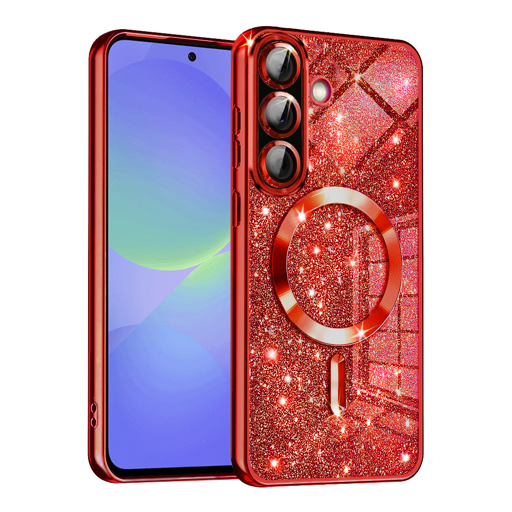 MagSafe Case for Samsung Galaxy A56 A566 / A36 A366, Techsuit, Luxury Glitter, Red