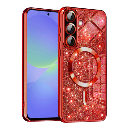 MagSafe Case for Samsung Galaxy A56 A566 / A36 A366, Techsuit, Luxury Glitter, Red