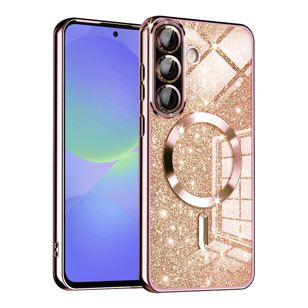 MagSafe-Hülle für Samsung Galaxy A56 A566 / A36 A366, Techsuit, Luxury Glitter, Roségold