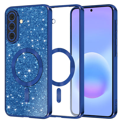 MagSafe-Hülle für Samsung Galaxy A57 5G, Techsuit, Luxury Glitter, Dunkelblau
