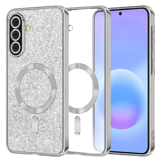 MagSafe-Hülle für Samsung Galaxy A57 5G, Techsuit, Luxury Glitter, Silber