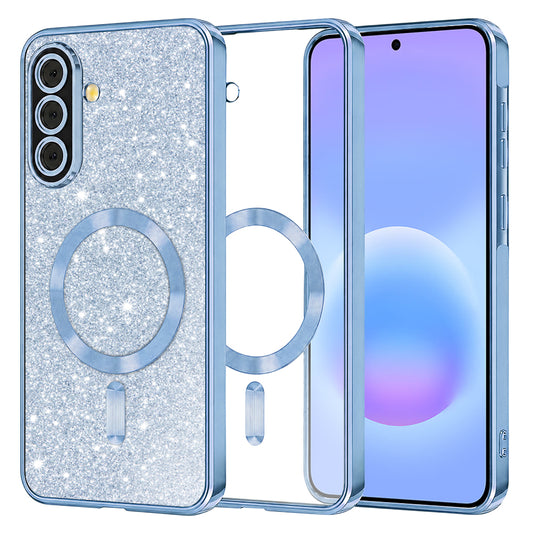 MagSafe-Hülle für Samsung Galaxy A57 5G, Techsuit, Luxury Glitter, Blau