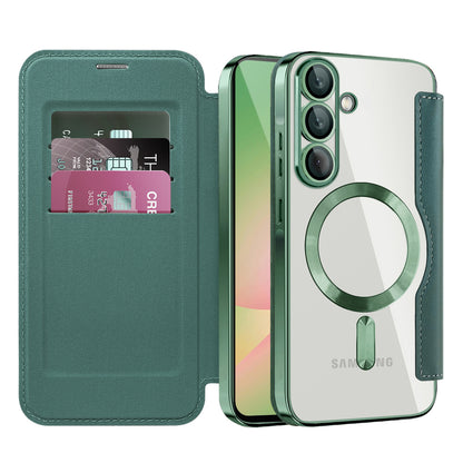 MagSafe Case for Samsung Galaxy A57 5G, Techsuit, SmartMag Book, Green