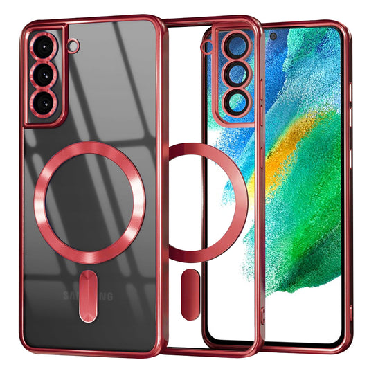 MagSafe-Hülle für Samsung Galaxy S21 FE 5G G990, Techsuit, Luxury Crystal, Rot