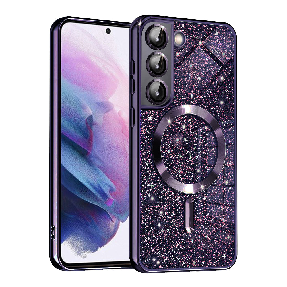 MagSafe-Hülle für Samsung Galaxy S21 FE 5G G990, Techsuit, Luxury Glitter, Dunkellila
