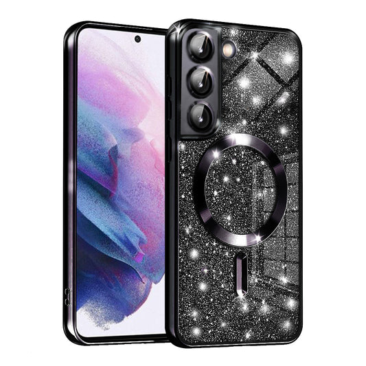 MagSafe-Hülle für Samsung Galaxy S21 FE 5G G990, Techsuit, Luxury Glitter, Schwarz