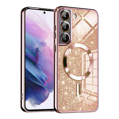 MagSafe-Hülle für Samsung Galaxy S21 FE 5G G990, Techsuit, Luxury Glitter, Roségold