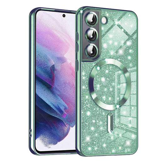 MagSafe-Hülle für Samsung Galaxy S21 FE 5G G990, Techsuit, Luxury Glitter, Hellgrün