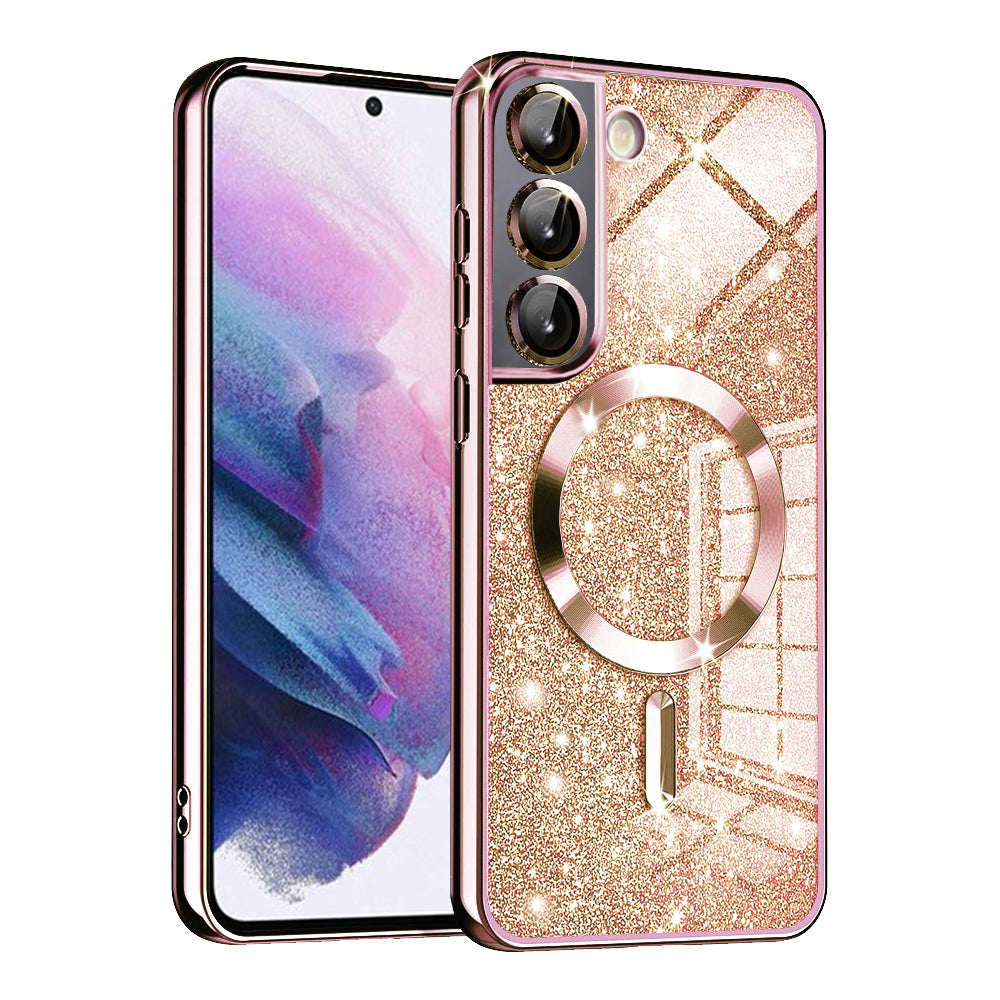 MagSafe-Hülle für Samsung Galaxy S22 5G S901, Techsuit, Luxury Glitter, Roségold