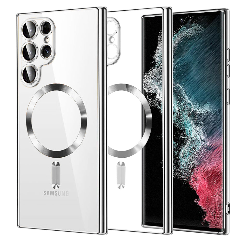 MagSafe-Hülle für Samsung Galaxy S22 Ultra 5G S908, Techsuit, Luxury Crystal, Silber