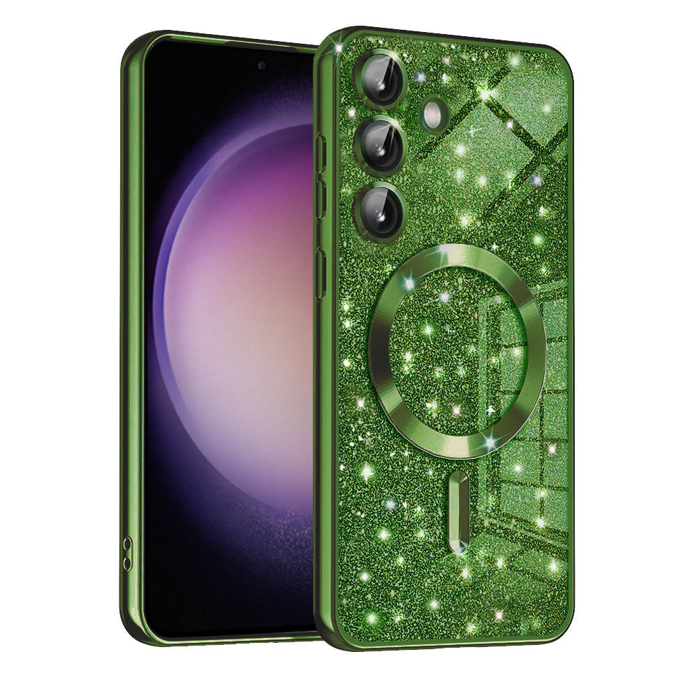 MagSafe-Hülle für Samsung Galaxy S23 FE S711, Techsuit, Luxury Glitter, Dunkelgrün