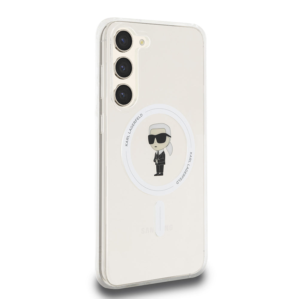 MagSafe Hülle für Samsung Galaxy S23+ S916, Karl Lagerfeld, IML Ikonik Karl, Transparent