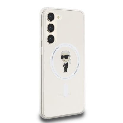 MagSafe Hülle für Samsung Galaxy S23+ S916, Karl Lagerfeld, IML Ikonik Karl, Transparent