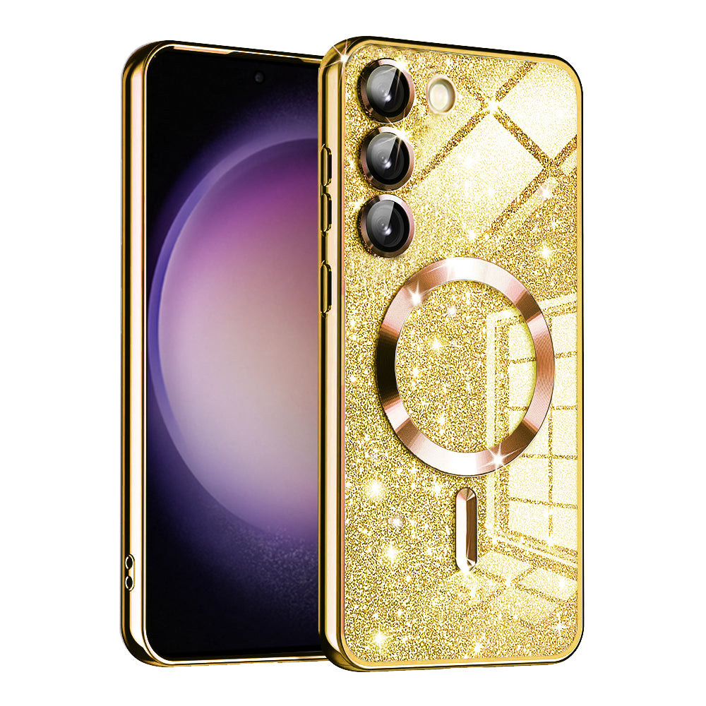 MagSafe-Hülle für Samsung Galaxy S23+ S916, Techsuit, Luxury Glitter, Gold