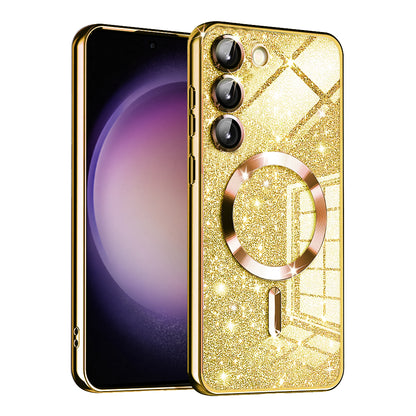 MagSafe-Hülle für Samsung Galaxy S23+ S916, Techsuit, Luxury Glitter, Gold