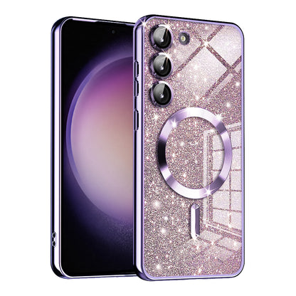 MagSafe-Hülle für Samsung Galaxy S23+ S916, Techsuit, Luxury Glitter, Hellviolett