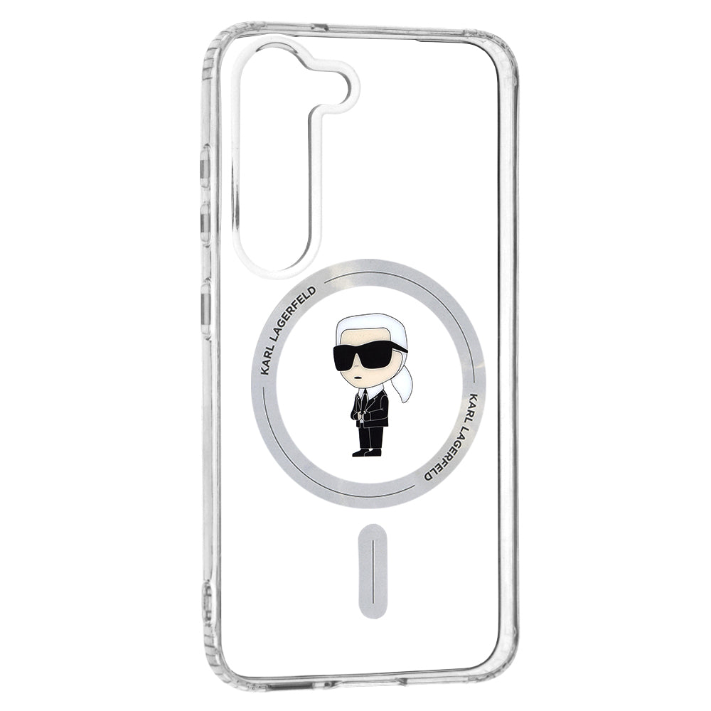 MagSafe Hülle für Samsung Galaxy S23 S911, Karl Lagerfeld, IML Ikonik Karl, Transparent